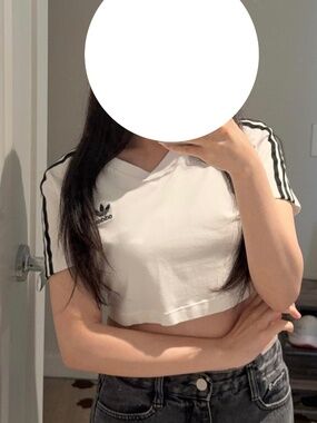 adidas originals cropped top with v-neck